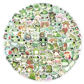 100Pcs Cute Frog Stickers, Waterproof Vinyl Frog Stickers Decals for Laptop Water Bottle Phone Luggage, Sticker Gift for Kids Teens Boys Girls
