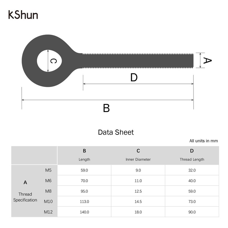 18 Sets Eye Bolt M6 Stainless Steel Rust Resistant Sturdy