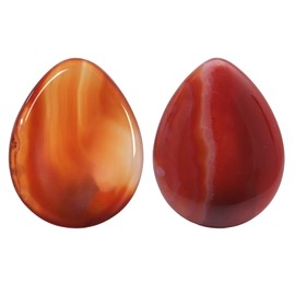 Nupuyai Pack of 2 Teardrop Shape Carnelian Stone Worry Stone Gemstone Natural Thumb Stone Palm Stone Massage Stone Worry Stone Pocket Stone for Reiki Healing, Meditation