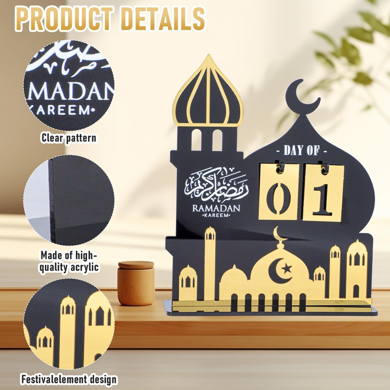 Ramadan Countdown Calendar, Acrylic Eid Ramadan Mubarak Advent Countdown Calendar