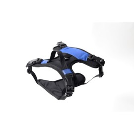 The North Star Dog Harness™ - Comfortable, Fully Adjustable, Designed to Reduce Pulling, Escape Resistant, Durable, fastens Easily and securely with Airtag Holder (Black/Blue, XL)