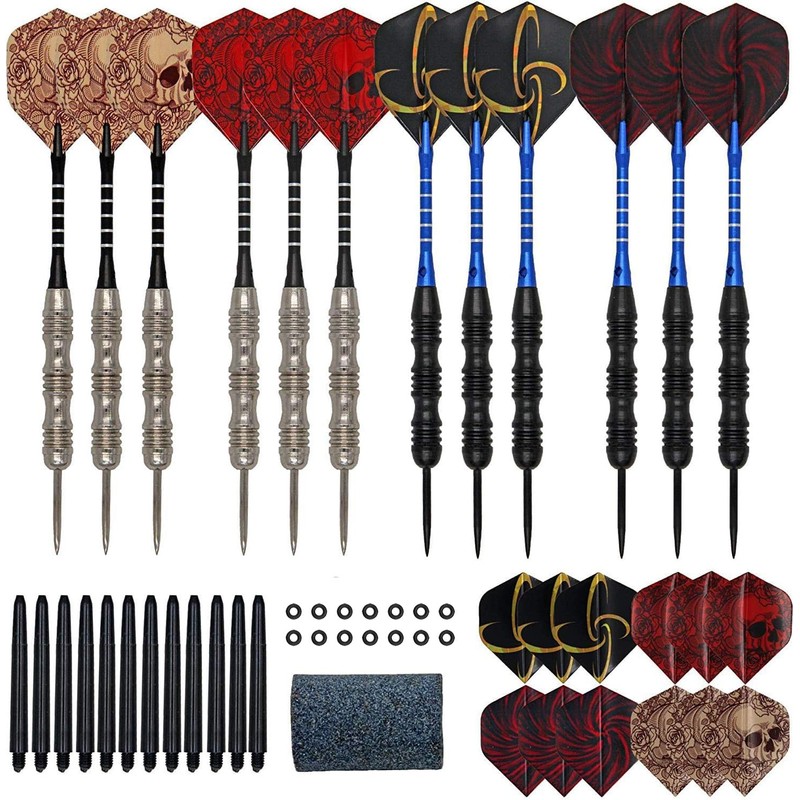 WINSDART ADKX Steel Tip Darts 12 Pack Set with Nonslip