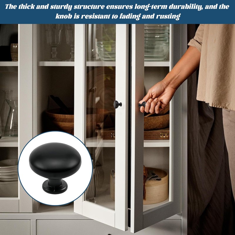 hioseyre 4-Pack Round Black Drawer Knobs - Aluminum Alloy Cupboard