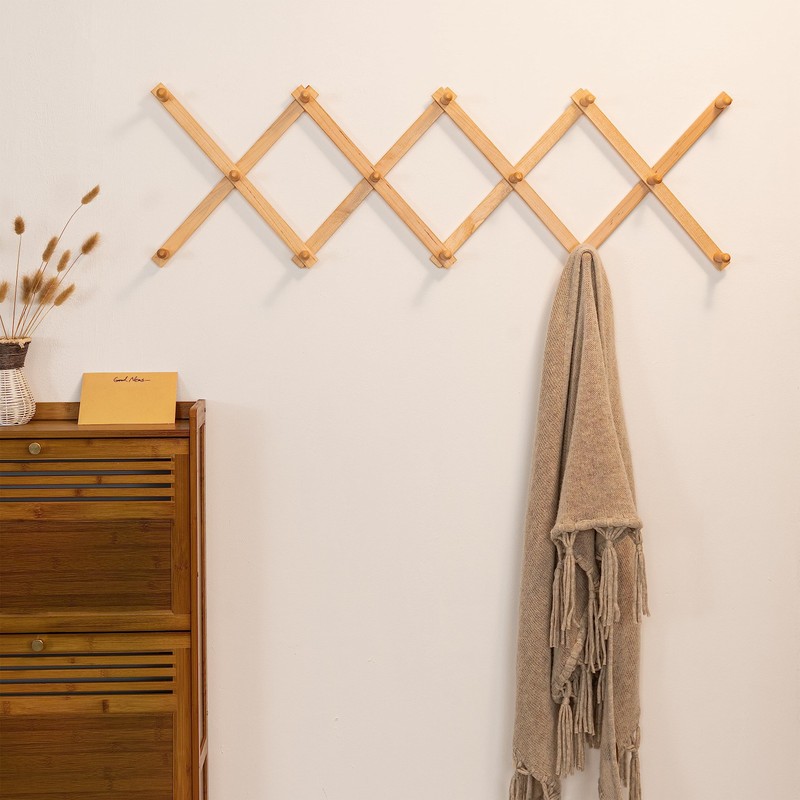 SKOLOO Hat Rack for Wall with 14 Hooks, Solid Wooden,