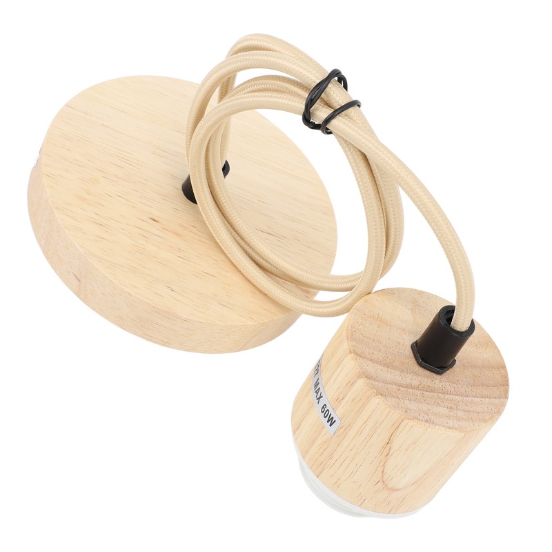 E27 Wooden Pendant Light Bulb Holder Vintage Lighting Accessory Wooden