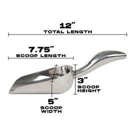 LEMONSODA Stainless Steel Utility Ice Scoop - Rustproof Metal - Great for Bar, Ice, Flour, Coffee, Containers | 12 Inches