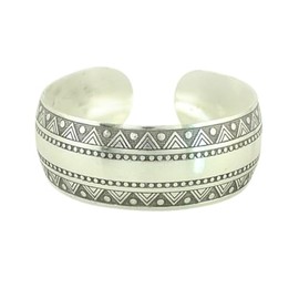 Kicomvi Tibeten Silver Vuff Bangle Vintage Carved Spiral Flower Connecting Branches Pattern Bracelets Wide Open Cuff Bangle for Women-E