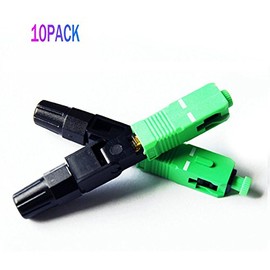10pack FTTH SC/APC Optical Fiber Cable Quick SC Fast Connector Adapter Single Mode for CATV Network (10Pcs Green Black)