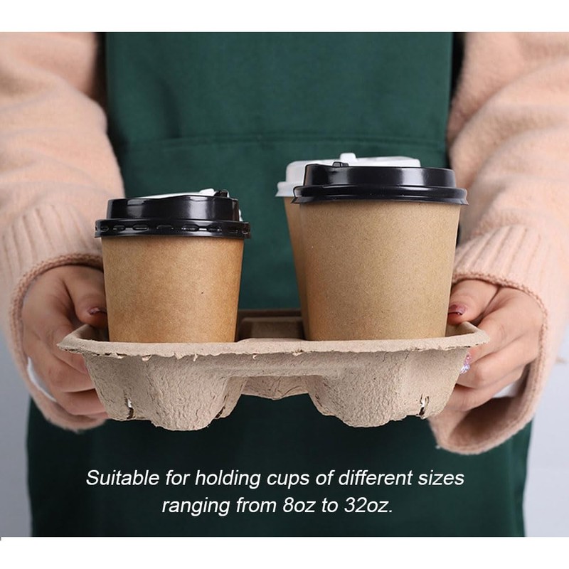 UBozeuiv Disposable Compostable Drink Carriers, 100 Pack | Paper Pulp