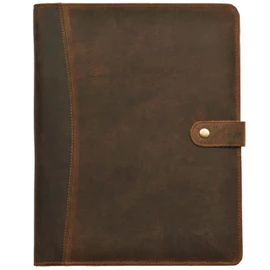 Leather Village Leather Portfolio Organizer - Professional Business Padfolio for Men & Women - Stylish Document Card Holder, Resume Folder, Folio for A4/Letter Size Writing Legal Pad, Brown