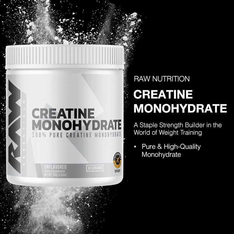 Raw Nutrition Creatine Monohydrate – 30 Servings | Boost Strength,