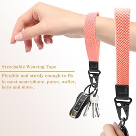 BuitBoll Key Chain, Stretchy Wristlet Strap for Keys Wrist Lanyard Strap Key Chain Holder for Men and Women (Pink), Pink, Small