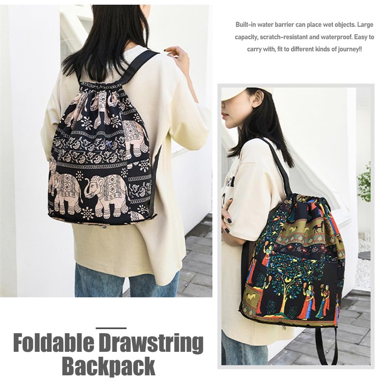 DRYFAL Drawstring Foldable Large Capacity Dry-wet Separation Travel Sports Backpack,