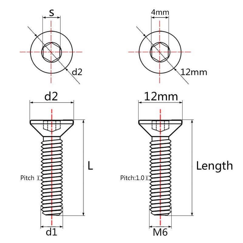 Wanyifa Titanium Ti M6x10 15 20 25 30 35 40