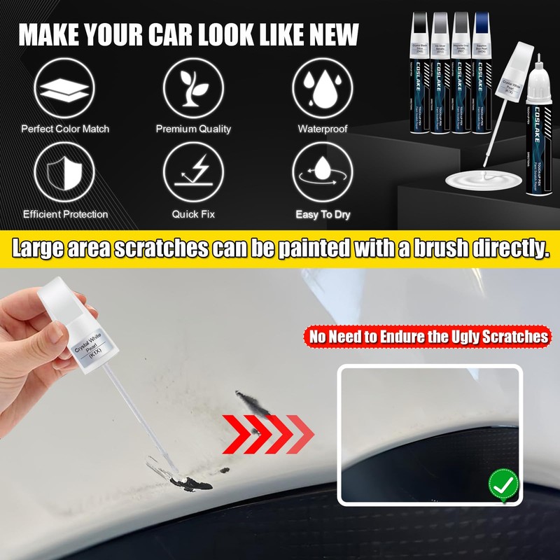 COSLAKE Car Touch Up Paint(Crystal Black Silica(D4S)) for SUBARU, Car