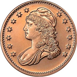 1 oz .999 Pure Copper Round/Challenge Coin (Capped Bust)