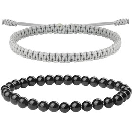 JENDEAR SHINE 2PCS Women's Bracelet, Hand Braided Bracelet and Agate Bracelet Set, Women's Girl Friendship Birthday Gift Jewelry