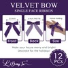 LiBongTa 3.5" Purple Pre Tied Bows Velvet Ribbon Bows, Gift