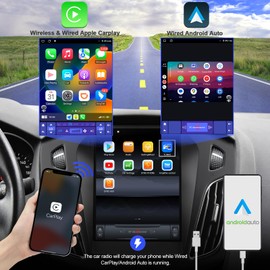 2+32G Android 12 Double Din Car Stereo for Ford Focus 2012-2018 with 10.4 Inch Touchscreen Radio Built-in Wireless Carplay/Android Auto/GPS/Bluetooth/FM/AUX-in/Steering Wheel Controls/Backup Camera