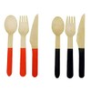 6.25 Wooden Cutlery Sets with Color Block 48 Total Pieces