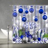 Merry Christmas Shower Curtain Blue Christmas Balls Gift Box Winter