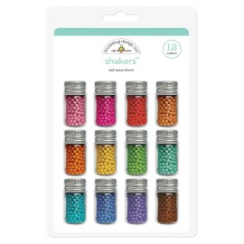 Doodlebug Shakers Ball Assortment All Colors 12 Jars Use for Cards & Crafts