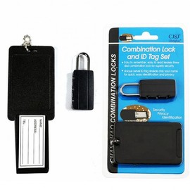 Travel Luggage Combination Lock Set with Privacy Name Tag and Secret Dial Lock Combination Lock & Name Tag Set (Black) 3ea
