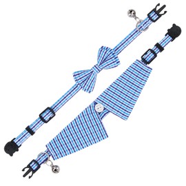Faleela 2 Pack/Set Cat Collar with Cute Bow Tie and Bell,Breakaway Plaid Shirt Collar for Kitty Adjustable Safety