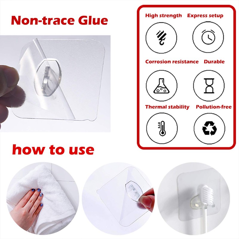 6pcs Adhesive Toothbrush Holder Wall Mounted, Multi-Function Storage Hook, Transparent