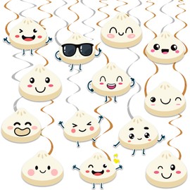 Cute Dumpling Hanging Swirl Litlle Dumpling Baby Shower Decorations 20PCS Dumplings Themed Birthday Hanging Streamers Chinese Food Theme Party Supplies for Baby Shower Ceiling Decor