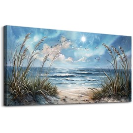 hyidecorart Wall Art For Living Room Wall Decor For Bedroom Bathroom Decoration Sunshine Ocean Scenery Painting Blue Sea Waves Wall Pictures Office Modern Canvas Prints Artwork Aesthetic Home Decor