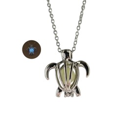 Textiles 4 Home Luminous Glow In The Dark Turtle Charm Pendant Silver Necklace Fashion Jewellery (Blue.1)