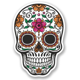 2 x 10cm/100mm Sugar Skull Luggage Travel Window Cling Sticker Car Van Campervan Glass Bike Sign Fun #4675