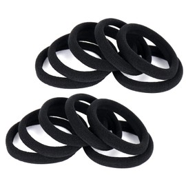 100 PCS Large Black Seamless soft Hair Ties Band for Women, Elastic Ponytail Holders, No Damage for Thick Heavy Hair