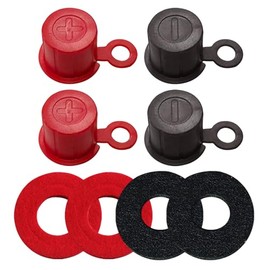 Ampper Top Post Plastic Battery Post Caps, Battery Post Terminal Cover Insulator Protector W/Washers for Car, Vehicle, RV and Boat (Cap, 2 Sets)