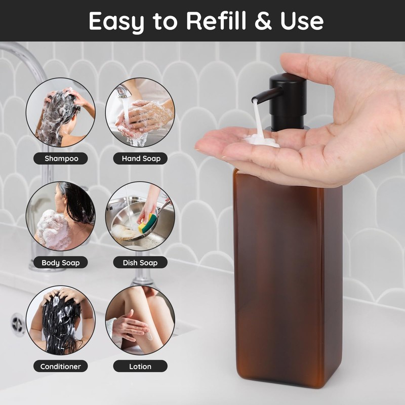 Segbeauty Bathroom & Kitchen Soap Dispenser, 4 Pack Reusable 16.9oz
