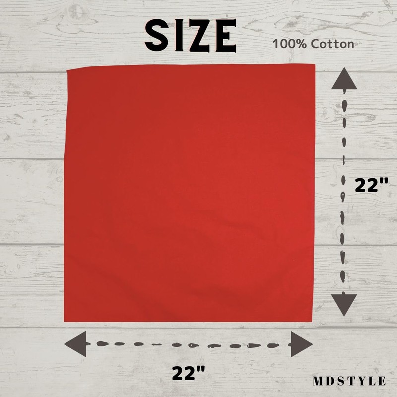 MDSTYLE 100% Cotton Solid Color Bandana for Men & Women