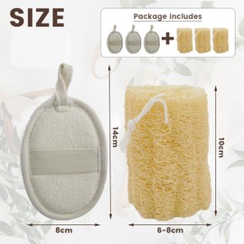 Natural Loofah Sponge 6 Pack Exfoliating Body Scrubber for Shower & Bath，Reusable Vegetable Fiber Sponge for Face, Back & Body，Loofah for Women and Men