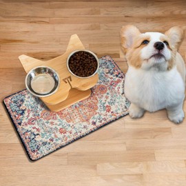 Absorbent Pet Dog Bowl Mat for Food and Water, Pet Cat Food Feeding Mat with Non Slip Rubber Backing, Dog Food Mats for Floors Waterproof, 16"x24"