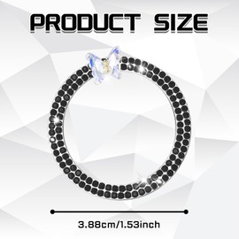 SWQS Bling Butterfly Ring Emblem Car Engine Push Start Button Cover Decoration Ring, Rhinestone Key Ignition Knob Ring, Push to Start Button Cover Sticker, Car Accessories for Women Girl (Black)