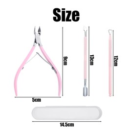 3-Piece Nail Trimming Tools, Stainless Steel Cuticle Trimmer, Cuticle Trimming Tool Set, Cuticle Pusher and Cutter for Fingernails, Toenails