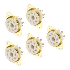 sourcing map 8 pins PCB Tube Socket Ceramics, Vacuum Tube Protect Tube Pin Socket, White Plated Suitable for 12AX7, 12AU7 Tube Pack of 3，GZC8-Y-6-G