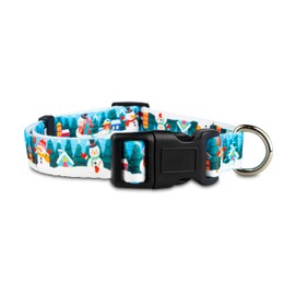 Limeloot Christmas Dog Collar, Adjustable Holiday Dog Collar in Small, Medium, and Large, Winter Collar for Boy and Girl Dogs, Snowman, Large