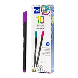 Plus Office 10 Filzstifte mit feiner Spitze, 0,4 mm, ideal zum Schreiben, Malen und Zeichnen, Schulstifte mit feiner Spitze, bunte Tinte auf Wasserbasis (Neonviolett)