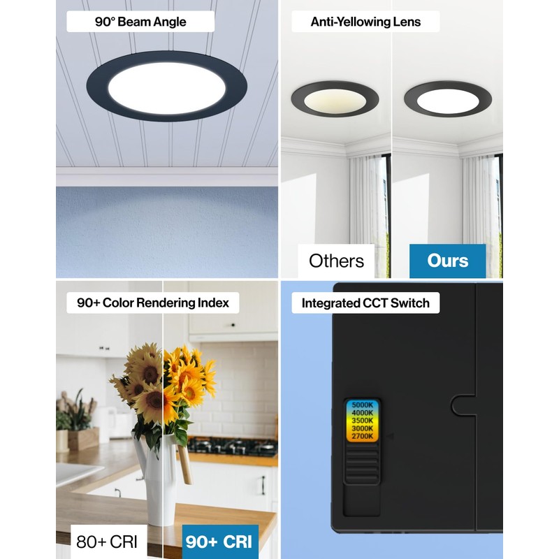 Sunco 12 Pack 6 Inch Ultra Thin LED Recessed Ceiling