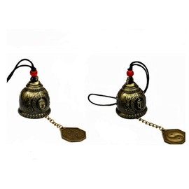 DMtse Chinese Lucky Feng Shui Buddha and Bagua Vintage Bell for Wealth and Safe, Success, Ward Off Evil, Protect Peace - Home Garden Car Interiors Hanging Charm Wind Chime Good Luck Blessing (Buddha)