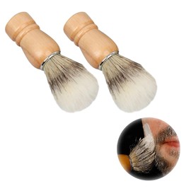 nalaina Men's Shaving Brush, Whisk Brush, Set of 2, Beard Brush, Whisk, Shaving Tool, Wooden Handle, Fiber Bristle, Soft, Easy to Grip, Easy to Clean, Barber Brush, Facial Wash Brush