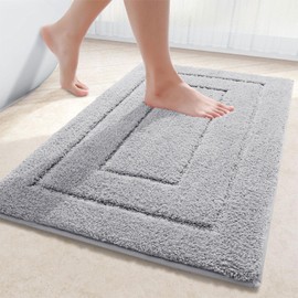 Homaxy Microfibre Bathroom Rug Non-Slip Washable Bath Mat Soft Bath Mat Water Absorbent Bath Mat for Bathroom - 50 x 76 cm, Grey