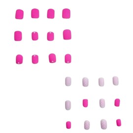 Get Glamorous with 24pcs Short Square Baby Pink Striped Dots Heart Pattern Fake Nails, 1 Sheet Tape, 1pc Nail File, Press-On Nails, Nail Supplies for DIY Manicure, Stylish and Trendy Fake Nails Set