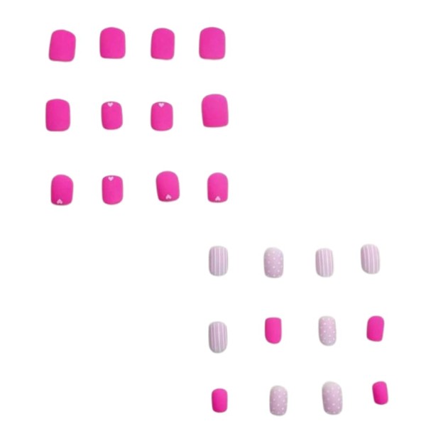 Get Glamorous with 24pcs Short Square Baby Pink Striped Dots